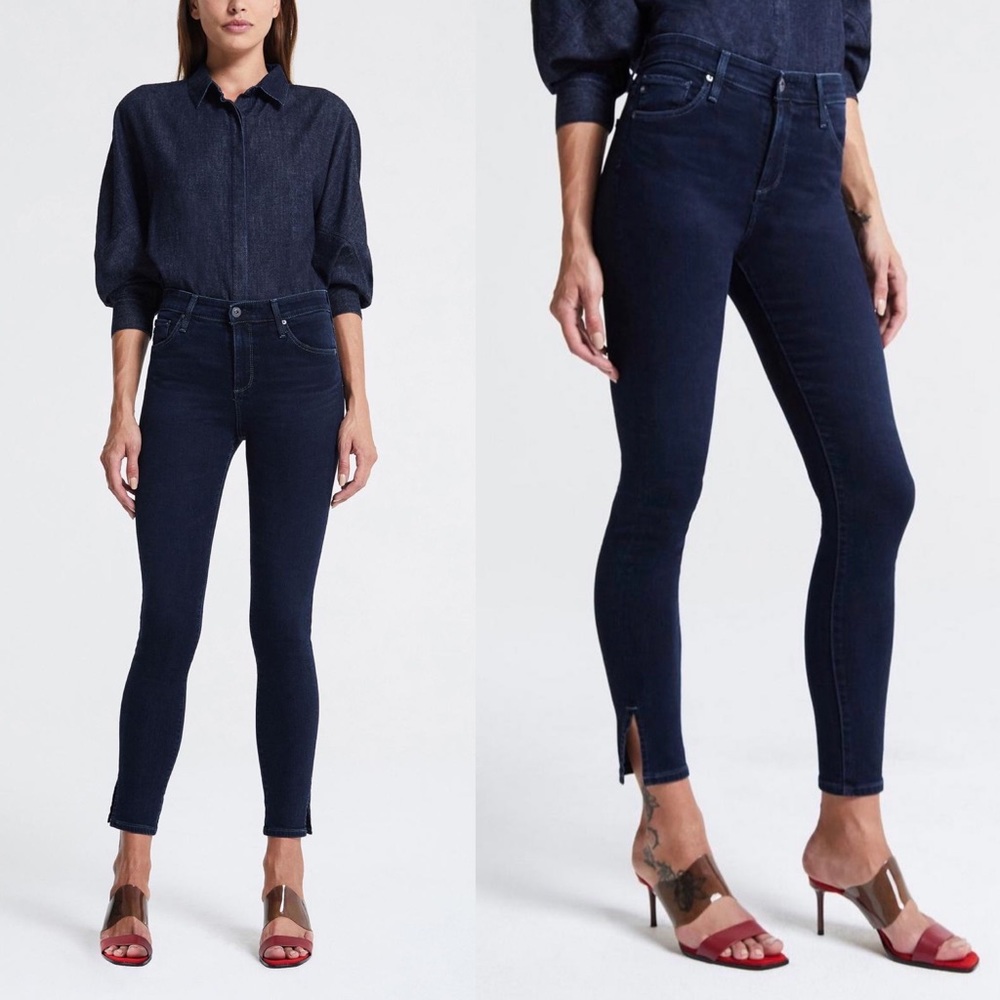 AG Slit-Hem Ankle Farrah High Waist Skinny Jeans Size 28